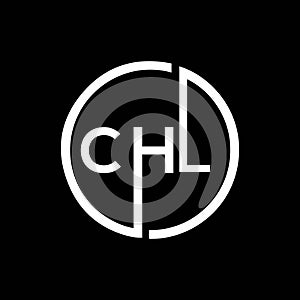 CHL letter logo design on black background. CHL creative initials letter logo concept. CHL letter design