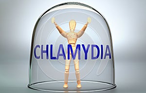 Chlamydia can separate a person from the world and lock in an invisible isolation that limits and restrains - pictured as a human