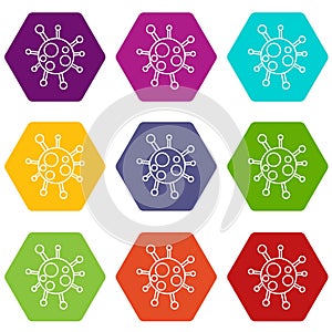 Chlamydia virus icons set 9 vector