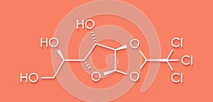Chloralose rodenticide molecule. Skeletal formula.