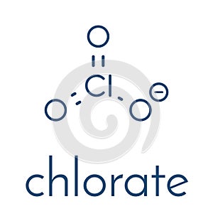 Chlorate anion, chemical structure. Skeletal formula. photo