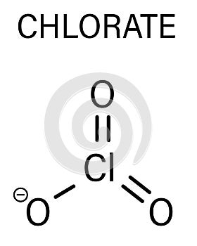 Chlorate anion molecule, chemical structure. Skeletal formula. photo