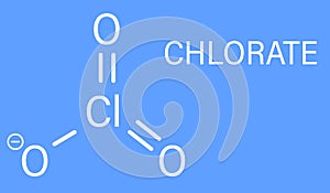 Chlorate anion molecule, chemical structure. Skeletal formula. photo