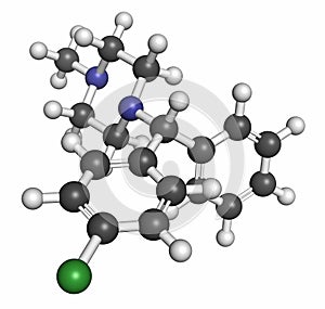 Chlorcyclizine antihistamine drug molecule. Used in treatment of allergy, urticaria, rhinitis and pruritus and possibly also to