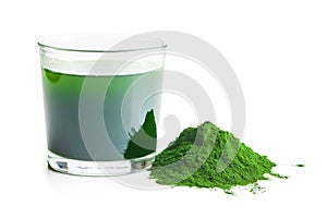 Chlorella or green barley. Detox superfood photo