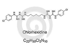 Chlorhexidine, CHG, skeletal formula and structure