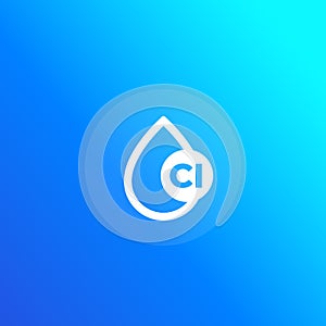 Chlorine icon with a drop