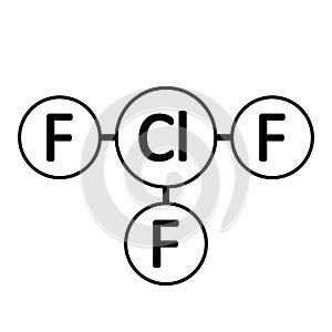 Chlorine trifluoride gas molecule icon