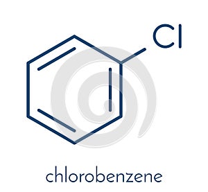 Chlorobenzene industrial solvent molecule. Skeletal formula.