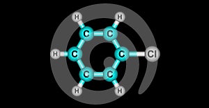 Chlorobenzene molecular structure isolated on black photo