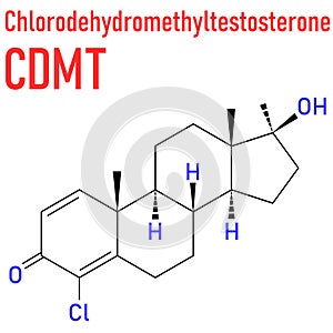 Chlorodehydromethyltestosterone or CDMT androgenic and anabolic steroid molecule. Skeletal formula.