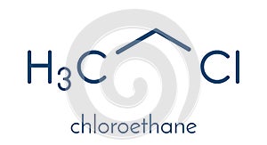 Chloroethane ethyl chloride local anesthetic molecule. Skeletal formula.