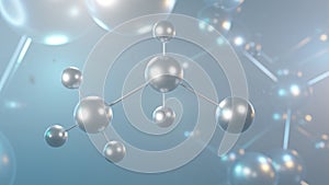 chloroethane molecular structure, 3d model molecule, ethyl chloride, structural chemical formula view from a microscope