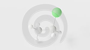 chloroethane molecule 3d, molecular structure, ball and stick model, structural chemical formula ethyl chloride