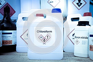 chloroform in bottle , chemical in the laboratory and industry