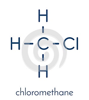 Chloromethane methyl chloride molecule. Skeletal formula.