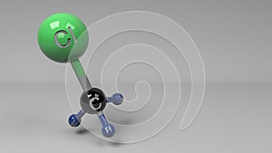 Chloromethane molecule 3D illustration. photo