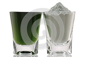 Chlorophyll Fine Powder and Mixed with Water photo