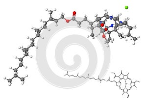 Chlorophyll molecule with chemical formula