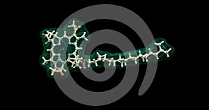 Chlorophyll molecule transparent surface and ball and stick model . 3d rendering