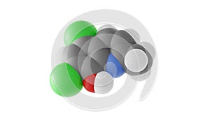 chlorquinaldol molecule, antimicrobial, molecular structure, isolated 3d model van der Waals