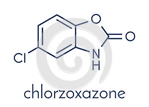 Chlorzoxazone muscle relaxant drug molecule. Skeletal formula.