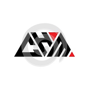 CHM triangle letter logo design with triangle shape. CHM triangle logo design monogram. CHM triangle vector logo template with red