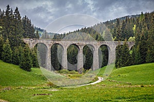 The Chmaros viaduct, stone railway bridge near of The Telgart