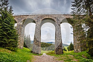 The Chmaros viaduct, stone railway bridge near of The Telgart
