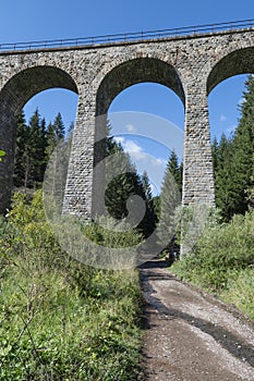 The Chmarossky Viaduct at Telgart village. Technical monument railroad bridge. Slovakia