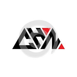 CHN triangle letter logo design with triangle shape. CHN triangle logo design monogram. CHN triangle vector logo template with red