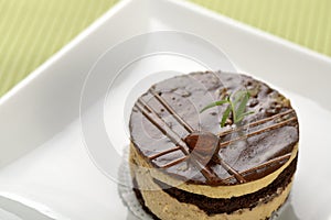 Chocalete cake decorated with hazelnut