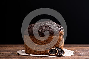 Choccolate panettone on a table