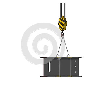 The chocker hitch of wire rope sling on white background