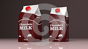 Choco milk carton boxes. 3d illustration