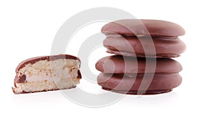 choco pie chocolate biscuits isolated on white