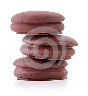 choco pie chocolate biscuits isolated on white