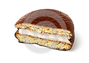 Choco pie chocolate biscuits isolated on white