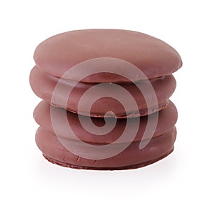 choco pie chocolate biscuits on white