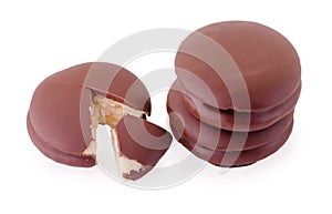 choco pie chocolate biscuits on white