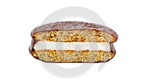 Choco pie chocolate biscuits on white