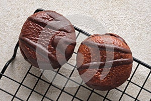 Choco pie chocolate biscuits on white Table