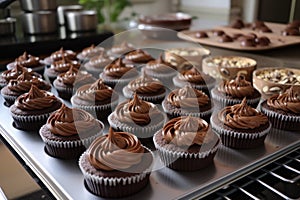 chocoholic baking chocolate cupcakes for friends birthday party