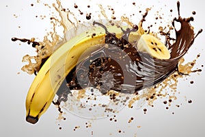 Chocoholic Delight: Dark Chocolate and Banana Collide in a Delicious Splash on White