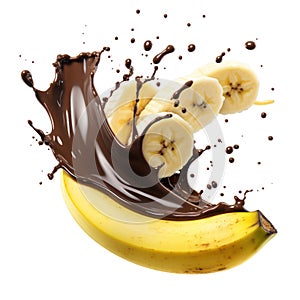 Chocoholic Delight: Dark Chocolate and Banana Collide in a Delicious Splash on White