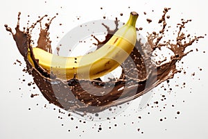 Chocoholic Delight: Dark Chocolate and Banana Collide in a Delicious Splash on White