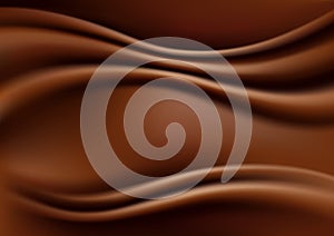 Chocolate Abstract Background, Brown Drapery Silk Fabric, Vector Illustration