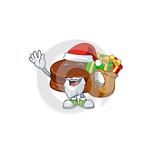 Chocolate alfajor Cartoon character of Santa with box of gift