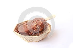 Chocolate almonds icelolly - Stock Image