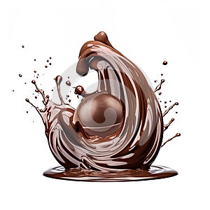 Chocolate ball covered in liquid chocolate, Generative AI